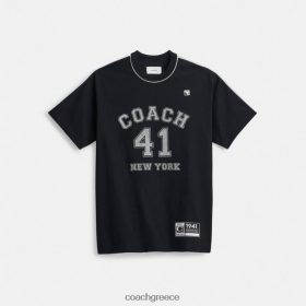 Coach γυναίκες διακοσμημένο πανεπιστημιακό μπλουζάκι μαύρος LBZ422485 Coach Τσαντεσ