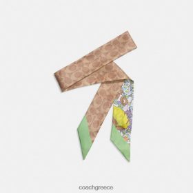 Coach γυναίκες μικτή λουλουδάτη στάμπα κήπου μεταξωτό στενό κασκόλ πολυ/λιλά LBZ422597 Coach Παπουτσια