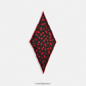 Coach γυναίκες μαντήλι με μεταξωτό διαμάντι με στάμπα κεράσι μαύρο/κόκκινο LBZ422598 Coach Greece