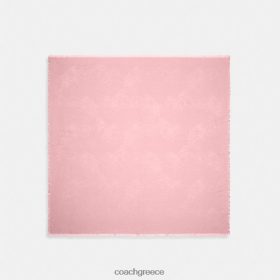 Coach γυναίκες Μεγάλο τετράγωνο κασκόλ με στάμπα αλόγου και άμαξα λουλούδι ροζ LBZ422610 Coach Greece