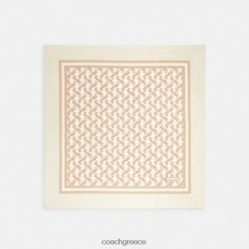 Coach γυναίκες μεταξωτό τετράγωνο μαντίλι με στάμπα αλόγου και άμαξα ελεφαντόδοντο LBZ422611 Coach Τσαντεσ