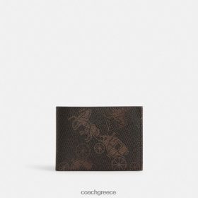 Coach άνδρες λεπτό πορτοφόλι με χαρτομάντιλα με στάμπα μεγάλου αλόγου και άμαξα τρούφα/καμμένο κεχριμπάρι LBZ422704 Coach Τσαντεσ