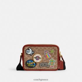 Coach άνδρες cosmic coach charter crossbody 24 σε καμβά υπογραφής με μπαλώματα μαύρισμα/σκουριά πολυ LBZ422652 Coach Greece