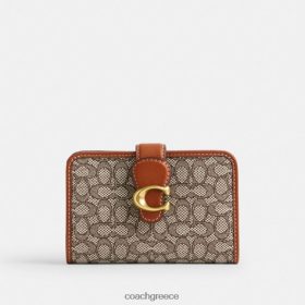 Coach γυναίκες τιγρέ μεσαίο πορτοφόλι σε ζακάρ micro signature β4/κακάο ψημένος αμπ LBZ422331 Coach Greece