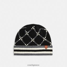 Coach γυναίκες signature jacquard beanie μαύρος LBZ422547 Coach Greece